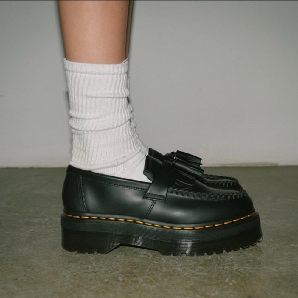 NWT Dr. Martens Adrian Quad Platform Loafers Size 7 Black Leather